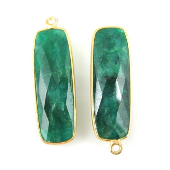 Wholesale Gold plated Sterling Silver Rectangle Bezel Emerald Dyed Gemstone Pendant, Wholesale Gemstone Pendants for Jewelry Making