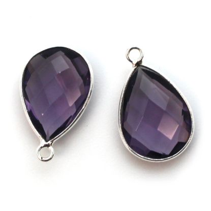 Wholesale Sterling Silver Teardrop Bezel Amethyst Quartz Gemstone Pendant, Wholesale Gemstone Pendants for Jewelry Making