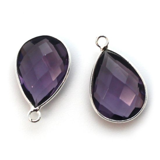 Wholesale Sterling Silver Teardrop Bezel Amethyst Quartz Gemstone Pendant, Wholesale Gemstone Pendants for Jewelry Making