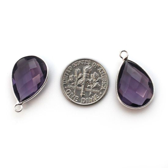 Wholesale Sterling Silver Teardrop Bezel Amethyst Quartz Gemstone Pendant, Wholesale Gemstone Pendants for Jewelry Making