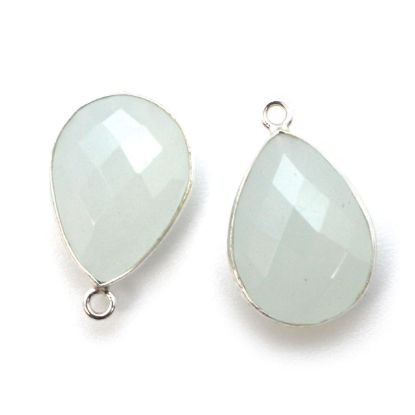 Wholesale Sterling Silver Teardrop Bezel Aqua Chalcedony Gemstone Pendant, Wholesale Gemstone Pendants for Jewelry Making