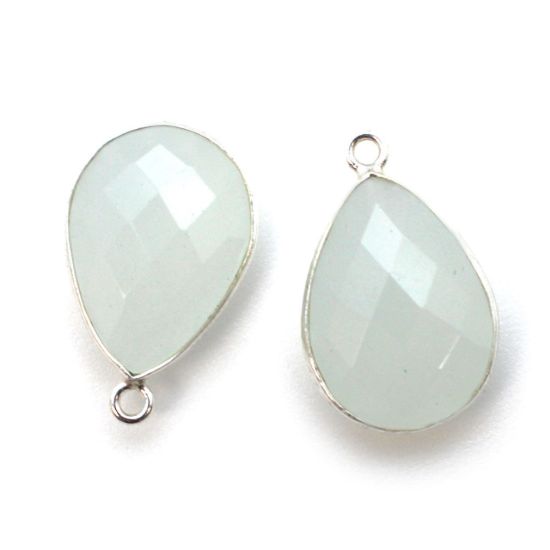 Wholesale Sterling Silver Teardrop Bezel Aqua Chalcedony Gemstone Pendant, Wholesale Gemstone Pendants for Jewelry Making