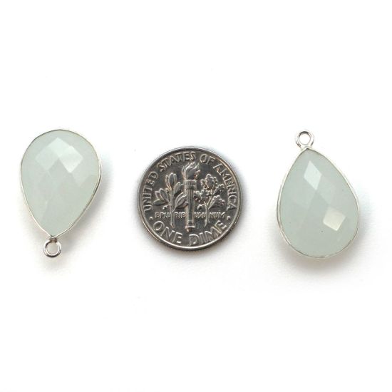 Wholesale Sterling Silver Teardrop Bezel Aqua Chalcedony Gemstone Pendant, Wholesale Gemstone Pendants for Jewelry Making