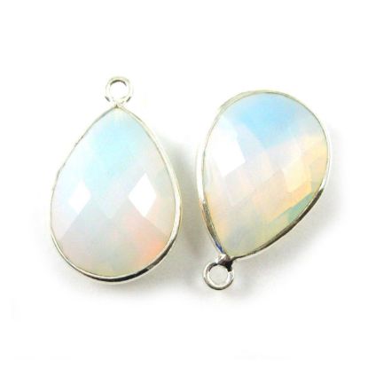 Wholesale Sterling Silver Teardrop Bezel Opalite Quartz Gemstone Pendant, Wholesale Gemstone Pendants for Jewelry Making