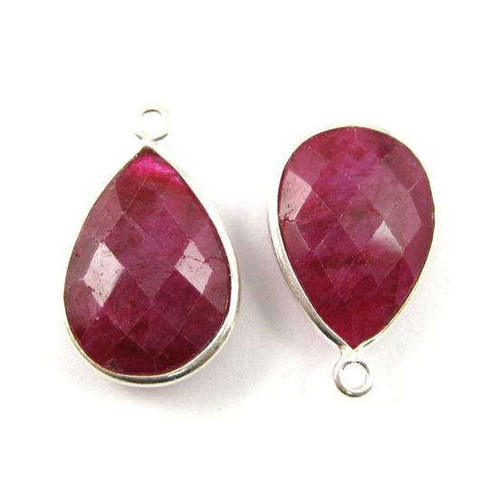 Wholesale Sterling Silver Teardrop Bezel Ruby Dyed Gemstone Pendant, Wholesale Gemstone Pendants for Jewelry Making