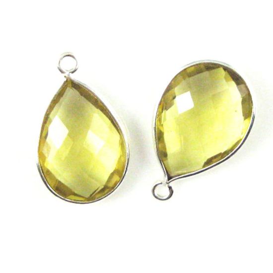 Wholesale Sterling Silver Teardrop Bezel Lemon Quartz Gemstone Pendant, Wholesale Gemstone Pendants for Jewelry Making