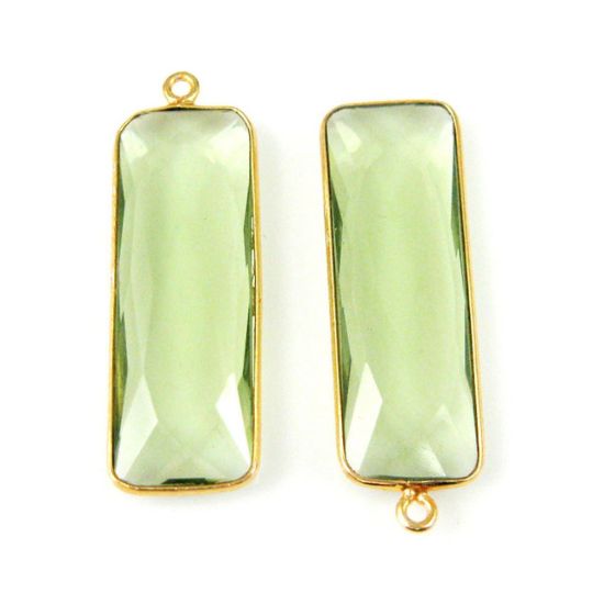 Wholesale Gold plated Sterling Silver Rectangle Bezel Green Amethyst Quartz Gemstone Pendant, Wholesale Gemstone Pendants for Jewelry Making