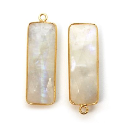 Wholesale Gold plated Sterling Silver Rectangle Bezel Moonstone Gemstone Pendant, Wholesale Gemstone Pendants for Jewelry Making