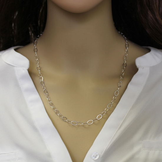 Wholesale Sterling Silver Large Flat Cable Oval Chain Necklace Chain, Wholesale Bulk Necklace Chains