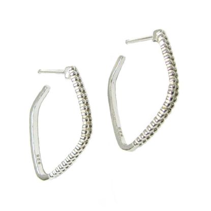 Wholesale Sterling Silver Diamond Shaped Beaded Hoops for Jewelry Making, Wholesale Earwire and Findings