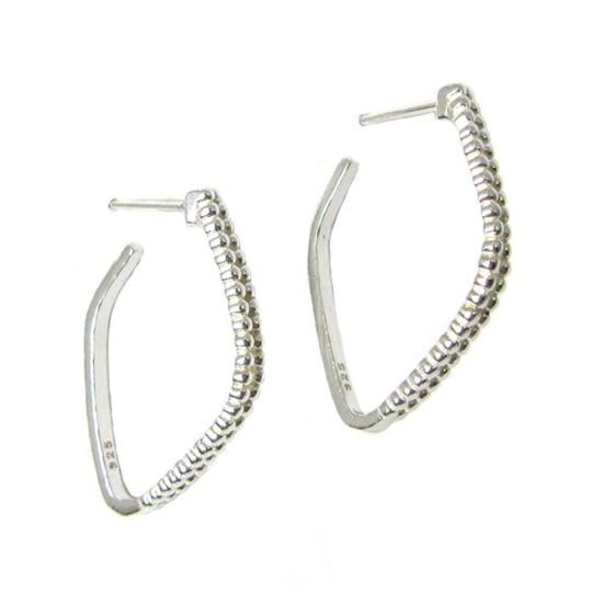 Wholesale Sterling Silver Diamond Shaped Beaded Hoops for Jewelry Making, Wholesale Earwire and Findings