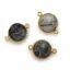 Wholesale Bezel Gemstone Links - Gold Plated Sterling Silver - Faceted Coin Shape - Black Rutilated Quartz