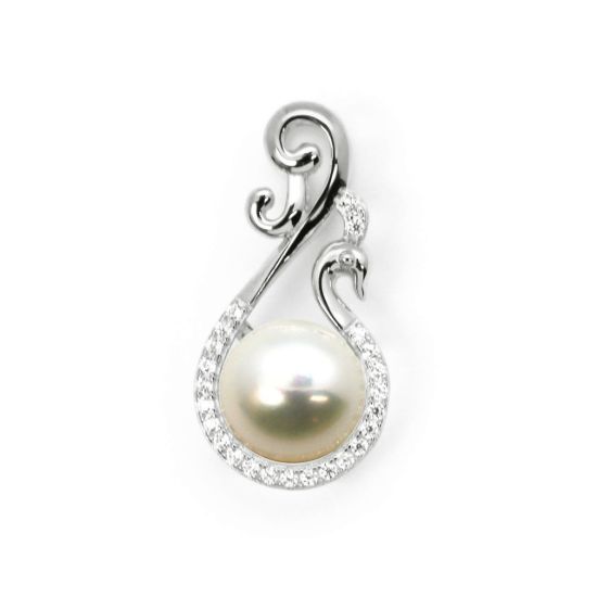 Wholesale 925 Sterling Silver CZ Stone Fancy Peacock Cup Bail for Half-Drilled Pearls
