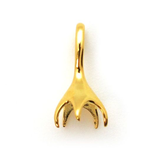 Wholesale Gold Over 925 Sterling Silver Melting Metal Bead Cap Bail with Post - 17mm (1 pc)