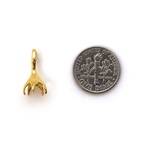 Wholesale Gold Over 925 Sterling Silver Melting Metal Bead Cap Bail with Post - 17mm (1 pc)