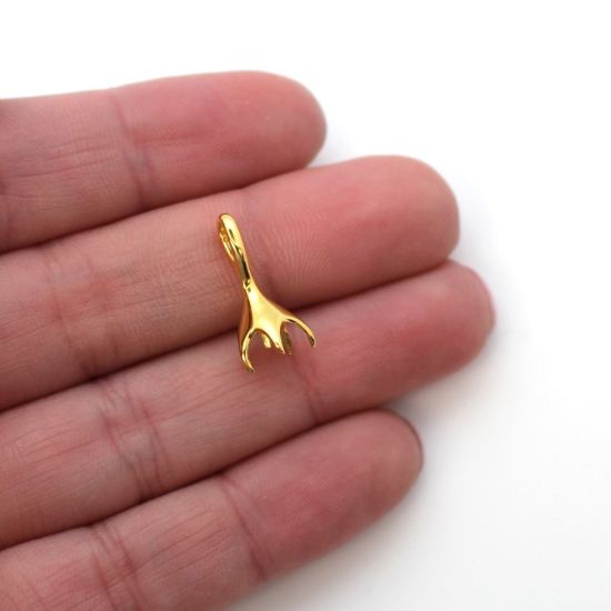 Wholesale Gold Over 925 Sterling Silver Melting Metal Bead Cap Bail with Post - 17mm (1 pc)