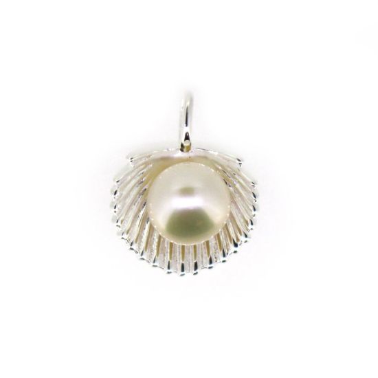 Wholesale 925 Sterling Silver Clam Shell Pearl Cup Bail for Half-Drilled Pearls (1 pc)