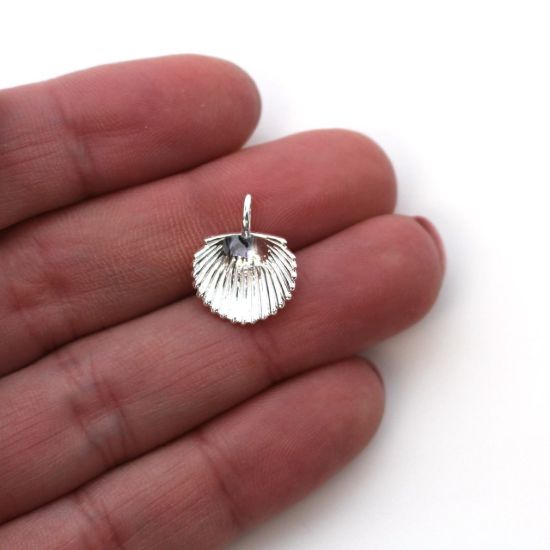 Wholesale 925 Sterling Silver Clam Shell Pearl Cup Bail for Half-Drilled Pearls (1 pc)