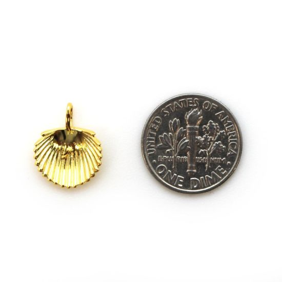 Wholesale Gold Over 925 Sterling Silver Clam Shell Pearl Cup Bail for Half-Drilled Pearls (1 pc)