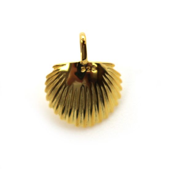 Wholesale Gold Over 925 Sterling Silver Clam Shell Pearl Cup Bail for Half-Drilled Pearls (1 pc)