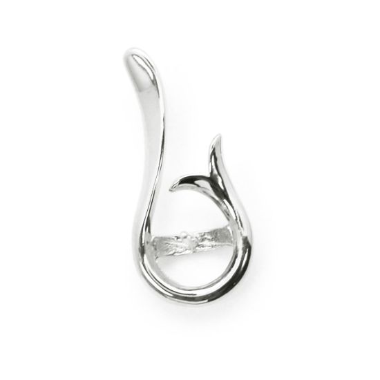 Wholesale 925 Sterling Silver Trumpet Flower Pearl Cup Bail for Half-Drilled Pearls (1 pc)