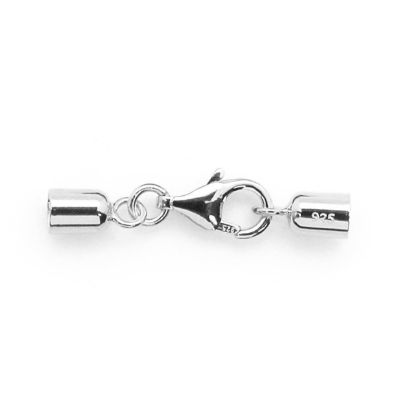 Wholesale Sterling Silver Smooth Tube End Cap and Clasp Set - 3.5mm (1 set)