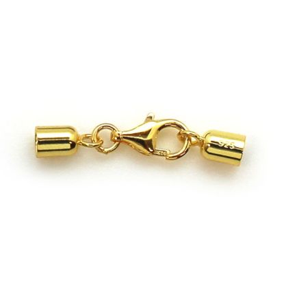 Wholesale Gold Over Sterling Silver Smooth Tube End Cap and Clasp Set - 3.5mm (1 set)