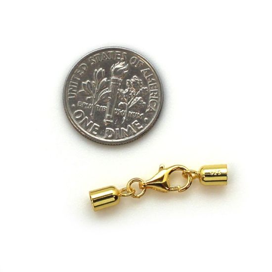 Wholesale Gold Over Sterling Silver Smooth Tube End Cap and Clasp Set - 3.5mm (1 set)