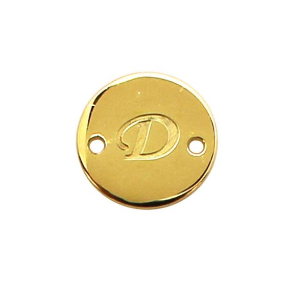 Wholesale 22K Gold Over Sterling Silver Smooth A-Z Initial Stamped Round Connector Tag (1 piece)