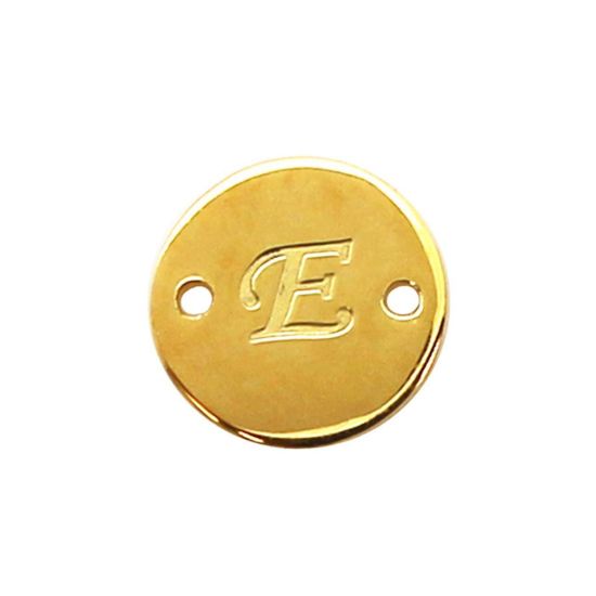 Wholesale Gold Over Sterling Silver High Polished Smooth A-Z Initial Stamped Round Connector Tag (1 piece)