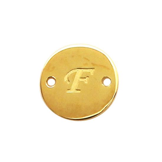 Wholesale 22K Gold Over Sterling Silver Smooth A-Z Initial Stamped Round Connector Tag (1 piece)