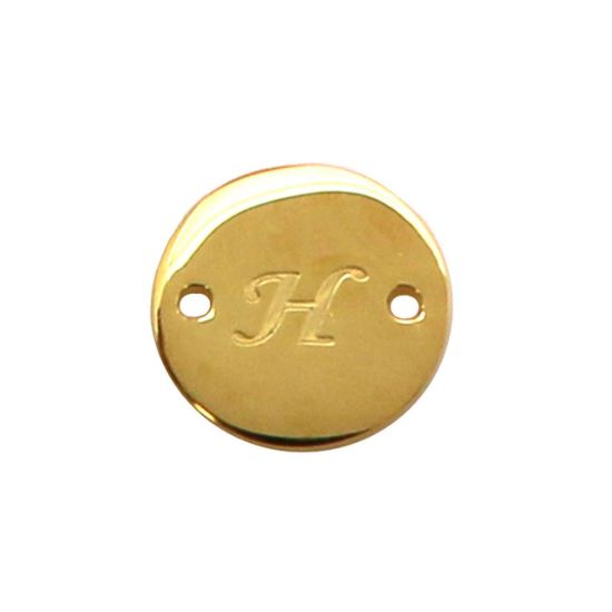 Wholesale 22K Gold Over Sterling Silver Smooth A-Z Initial Stamped Round Connector Tag (1 piece)