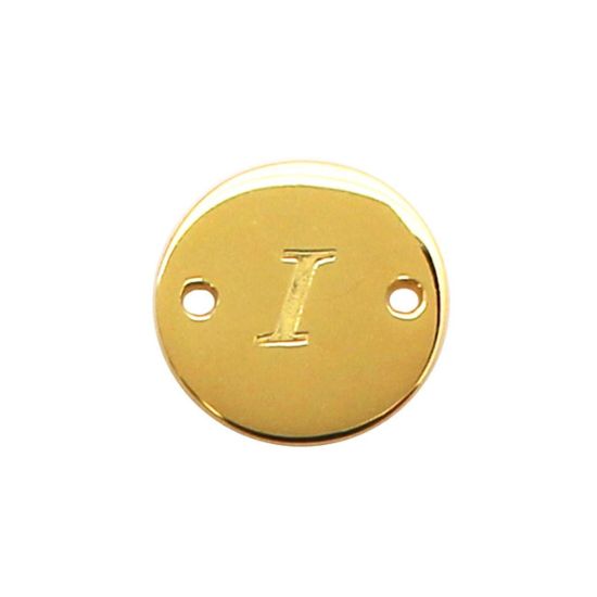 Wholesale 22K Gold Over Sterling Silver Smooth A-Z Initial Stamped Round Connector Tag (1 piece)