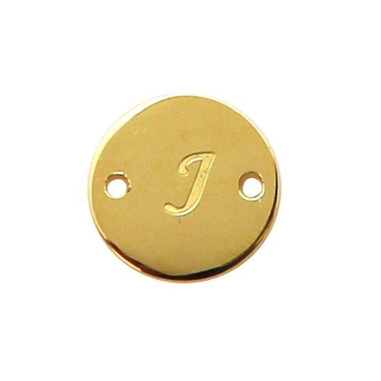 Wholesale 22K Gold Over Sterling Silver Smooth A-Z Initial Stamped Round Connector Tag (1 piece)