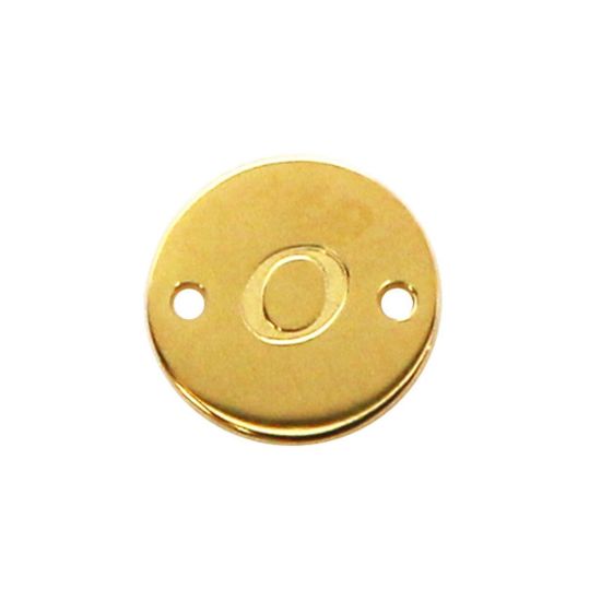Wholesale Gold Over Sterling Silver High Polished Smooth A-Z Initial Stamped Round Connector Tag (1 piece)