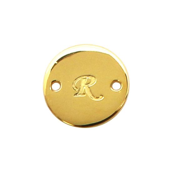 Wholesale Gold Over Sterling Silver High Polished Smooth A-Z Initial Stamped Round Connector Tag (1 piece)