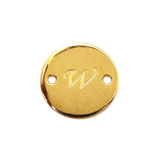 Wholesale 22K Gold Over Sterling Silver Smooth A-Z Initial Stamped Round Connector Tag (1 piece)