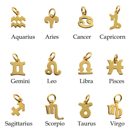 Wholesale Gold plated Sterling Silver Zodiac Horoscope Charms, Charms and Pendants for Jewelry Making, Wholesale Findings