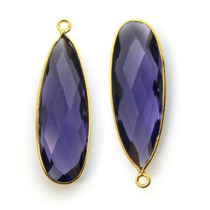 Wholesale Gold plated Sterling Silver Elongated Teardrop Bezel Amethyst Quartz Gemstone Pendant, Wholesale Gemstone Pendants for Jewelry Making