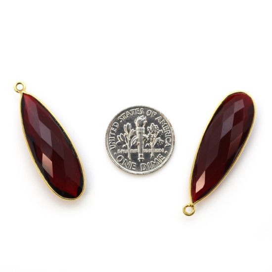 Wholesale Gold plated Sterling Silver Elongated Teardrop Bezel Garnet Quartz Gemstone Pendant, Wholesale Gemstone Pendants for Jewelry Making