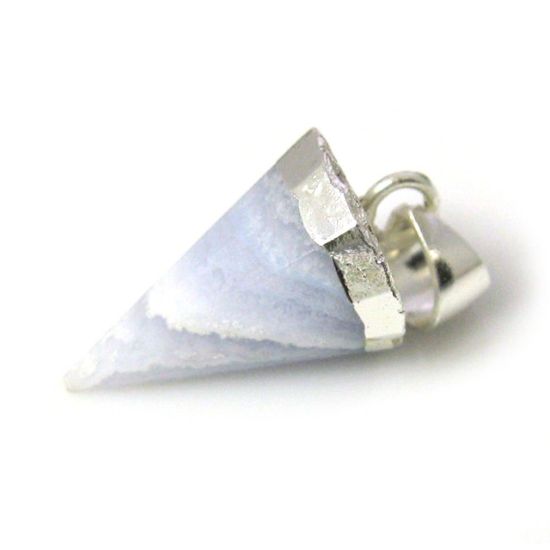 Wholesale 925 Sterling Silver Circular Cone Blue Lace Agate Stone Pendant Bead