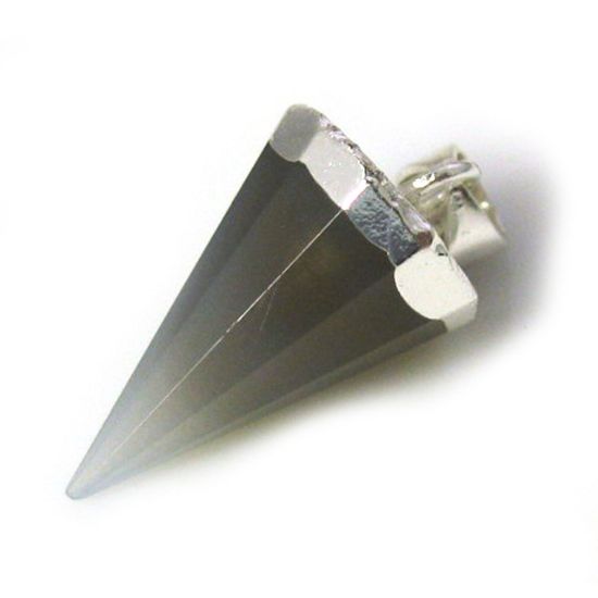 Wholesale 925 Sterling Silver Circular Cone Grey Jade Stone Pendant Bead