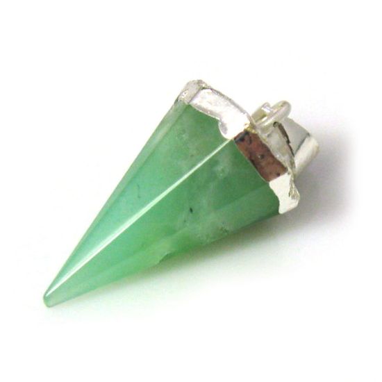 Wholesale 925 Sterling Silver Circular Cone Prehnite Chalcedony Stone Pendant Bead