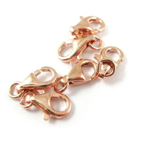 Wholesale Rose Gold over 925 Sterling Silver Lobster Clasp - 9mm (sold per piece)