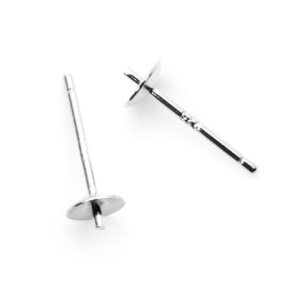 Wholesale Sterling Silver Earring Studs for Half Drilled Pearls and Beads - 5mm (5 pairs - 10 pcs) 