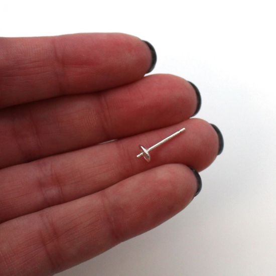Wholesale Sterling Silver Earring Studs for Half Drilled Pearls and Beads - 5mm (5 pairs - 10 pcs) 