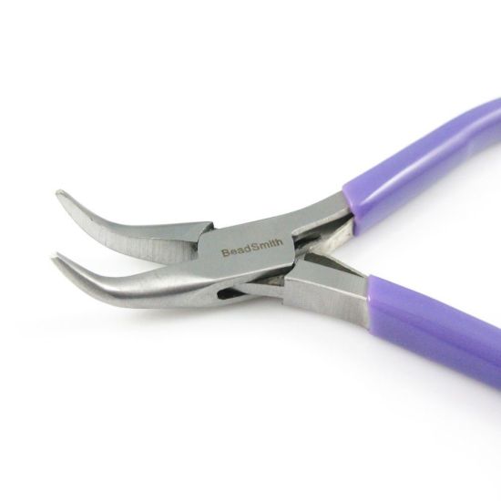 Beadsmith Super-fine Bent Chain Nose Pliers with Spring