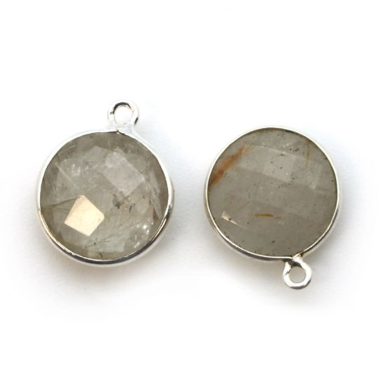 Wholesale Sterling Silver Round Bezel Gold Rutilated Quartz Gemstone Pendant, Wholesale Gemstone Pendants for Jewelry Making