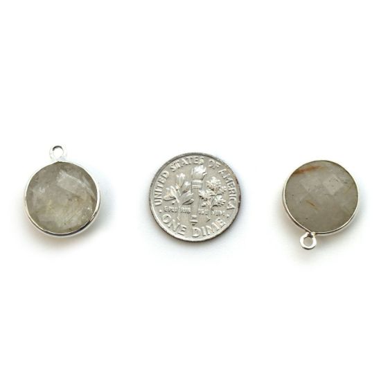 Wholesale Sterling Silver Round Bezel Gold Rutilated Quartz Gemstone Pendant, Wholesale Gemstone Pendants for Jewelry Making