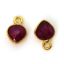 Wholesale Bezel Charm Pendant - Gold Plated Sterling Silver Charm - Ruby Dyed -Tiny Heart Shape - 10 x 7mm
